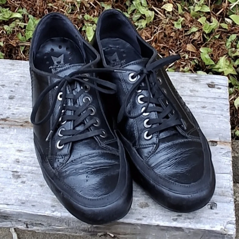 Mephisto Air Relax Black Leather Lace-Up Low Top Comfy Shoes Women Size 9.5